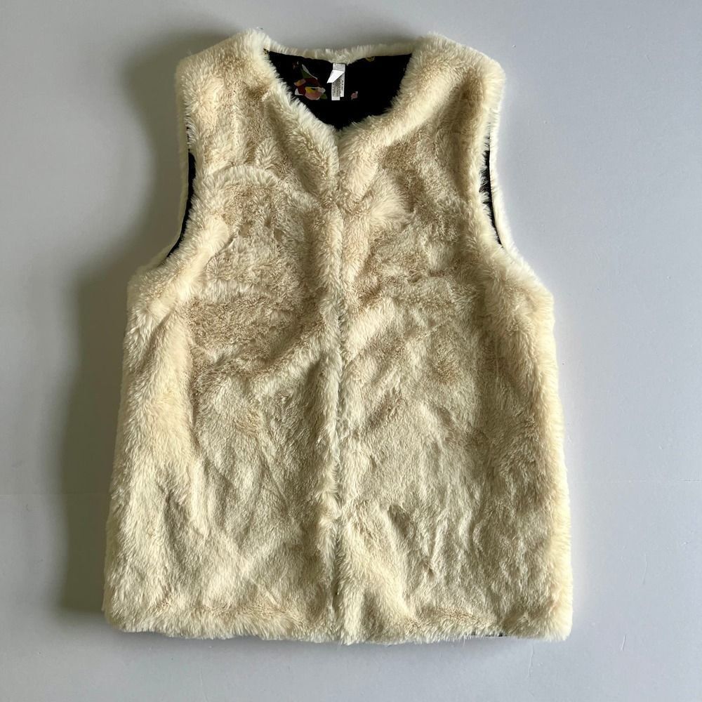 Matilda Jane Snow Way Ivory Faux Fur Vest Reversible Women's XS EUC - Picture 2 of 12